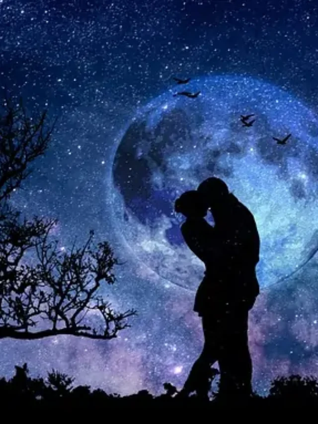 A couple dancing in moonlight.
